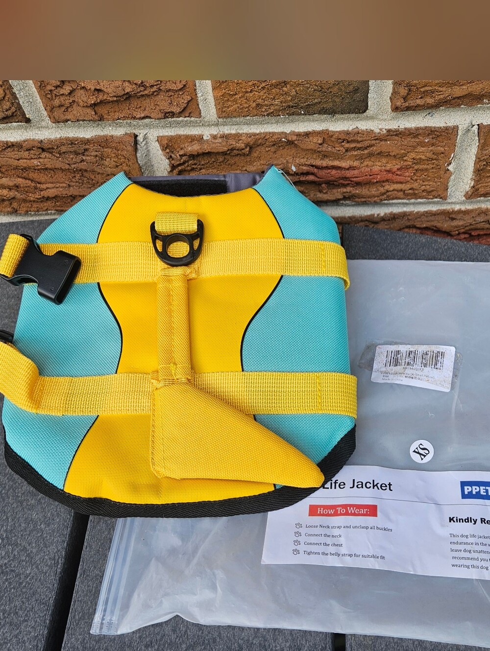 PPET Dog Life Jacket XS – Teal/Yellow – New